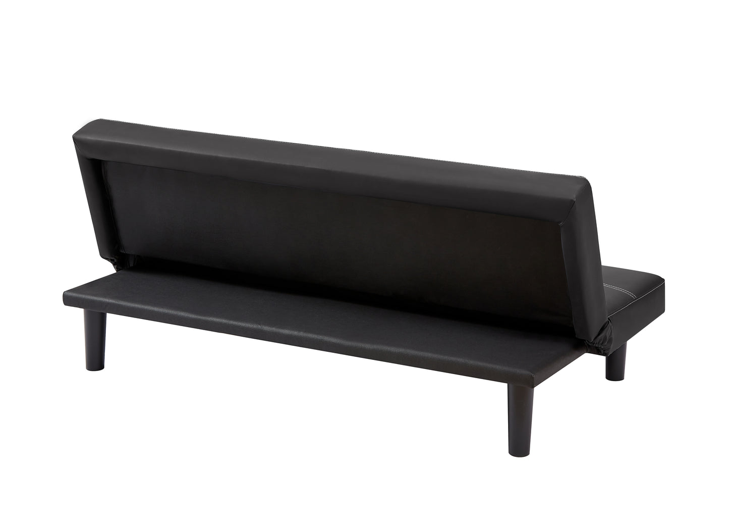 Black PU modern sofa bed, multi-position adjustable sofa bed, plastic feet