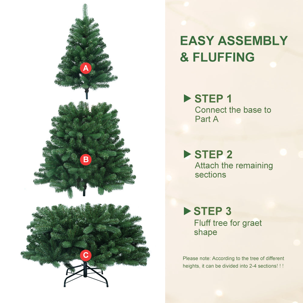 6FT Pre-Lit PE/PVC Hybrid Christmas Tree With Automatic LED Lights