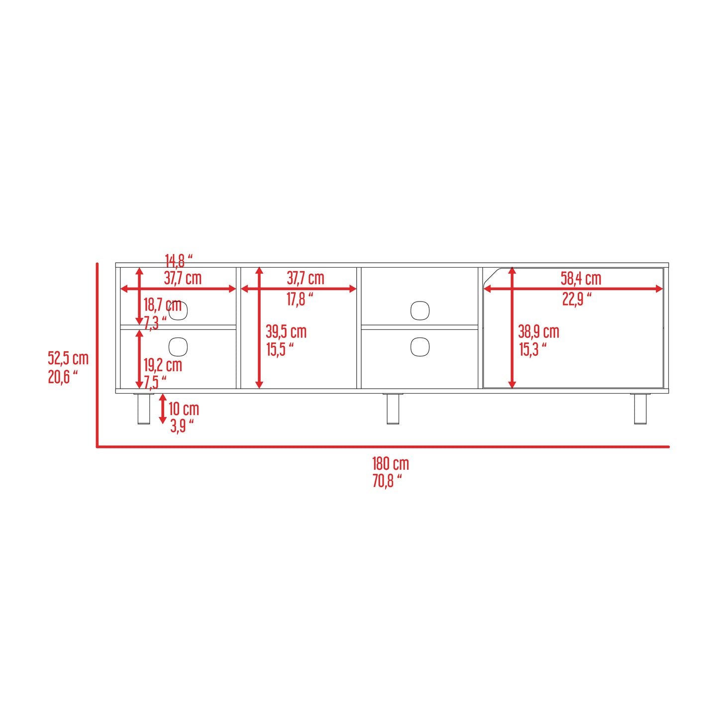 White 5-Shelf TV Stand with Cable Management