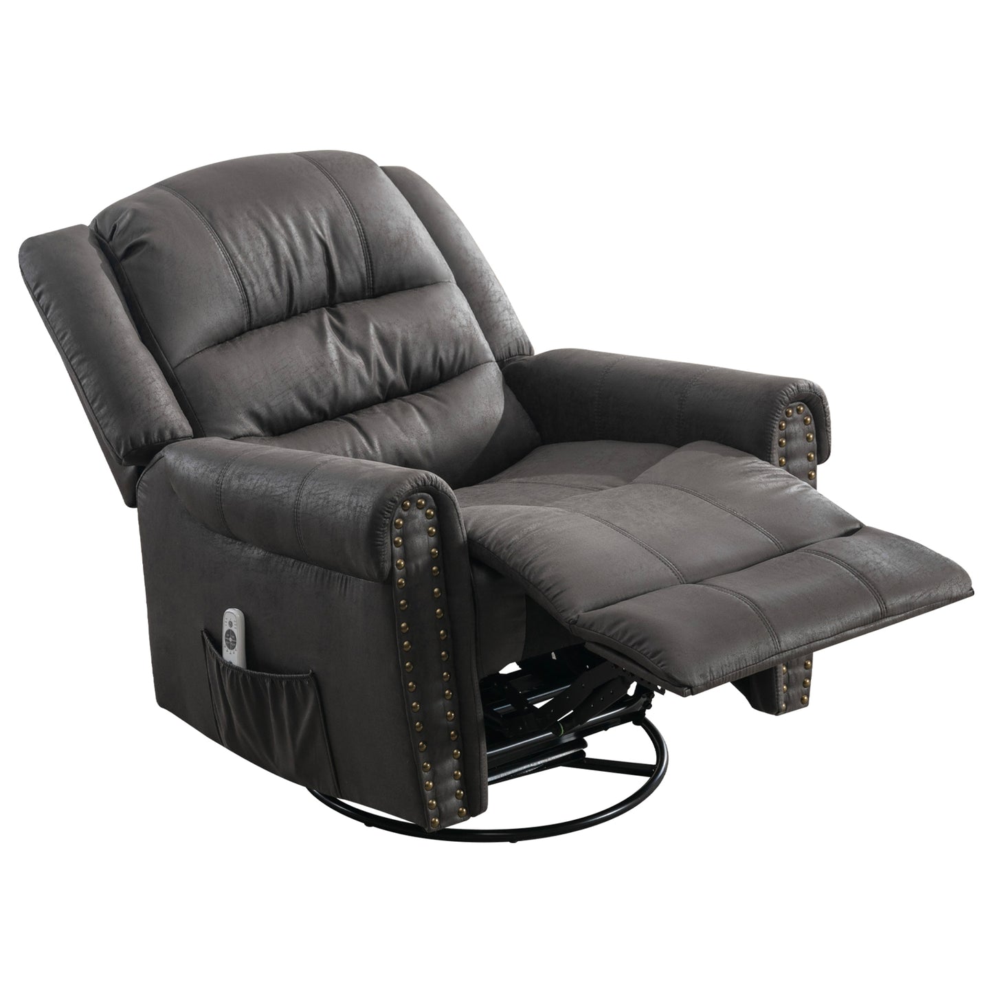 Grey Massage Rocker Recliner Chair with Heating, USB Charge Port, and Vibration Massage