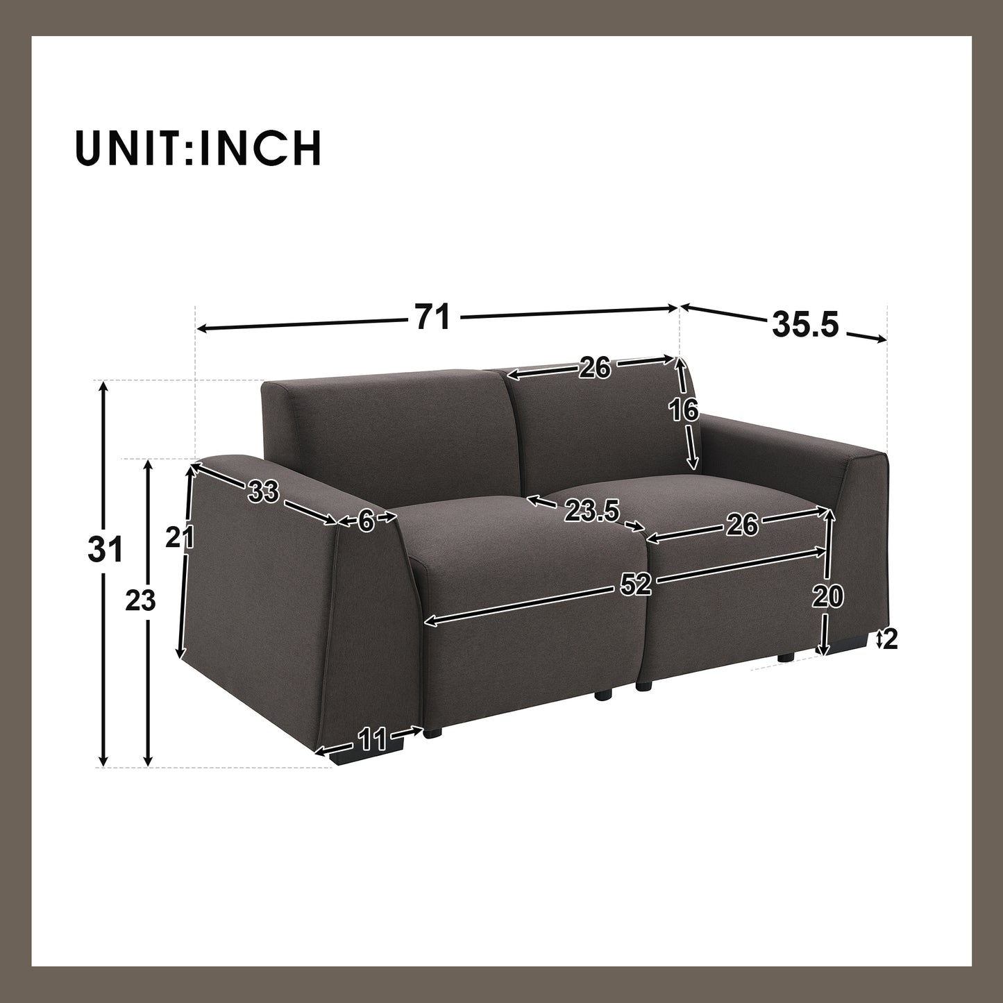 Stylish and Comfortable Modern Linen Fabric Sofa with Wide Armrests