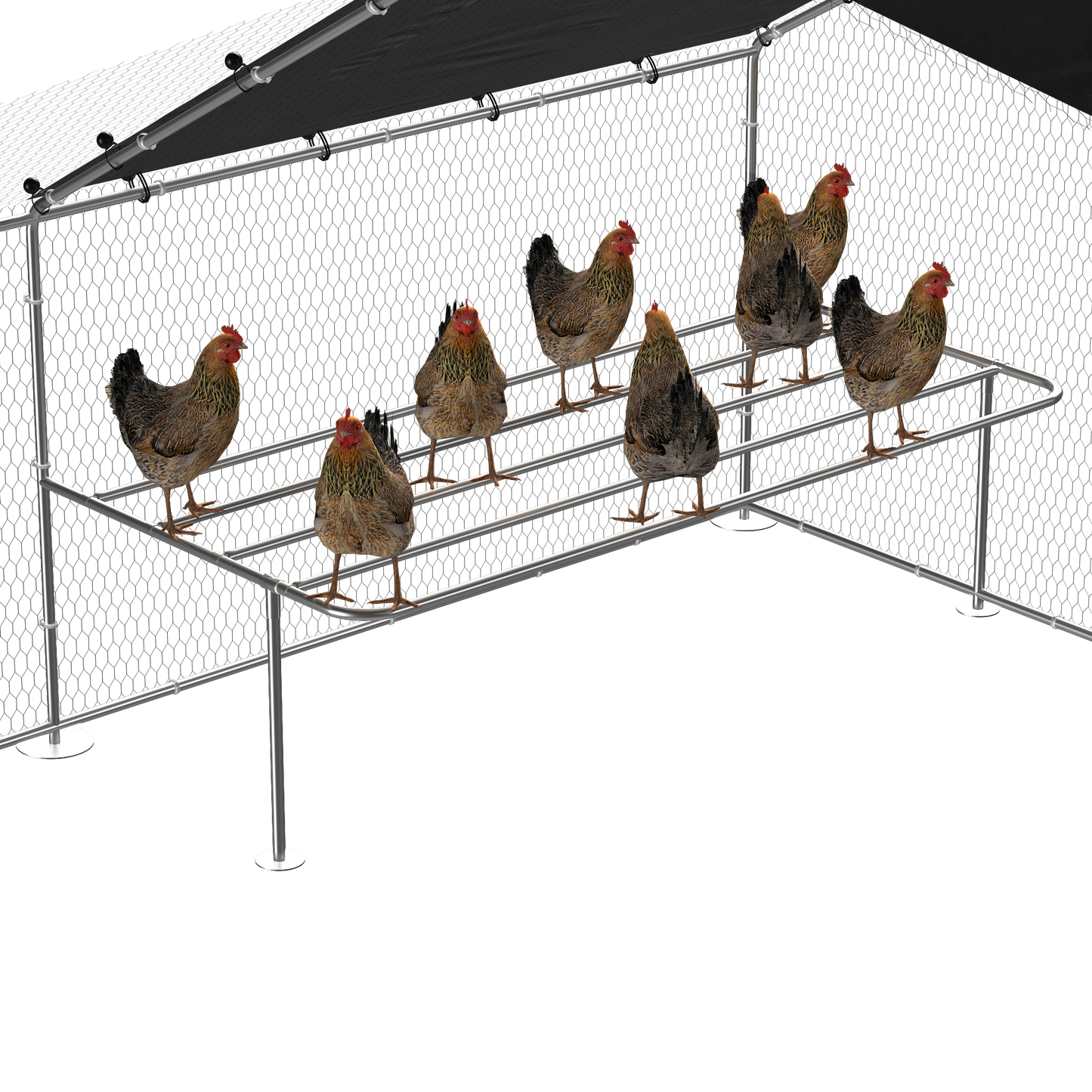 Large metal chicken coop, walk-in chicken coop, galvanized wire poultry chicken coop, rabbit duck coop with waterproof and UV protection cover for outdoor, backyard and farm. 9.8' W x 19.7' D x 6.6' H