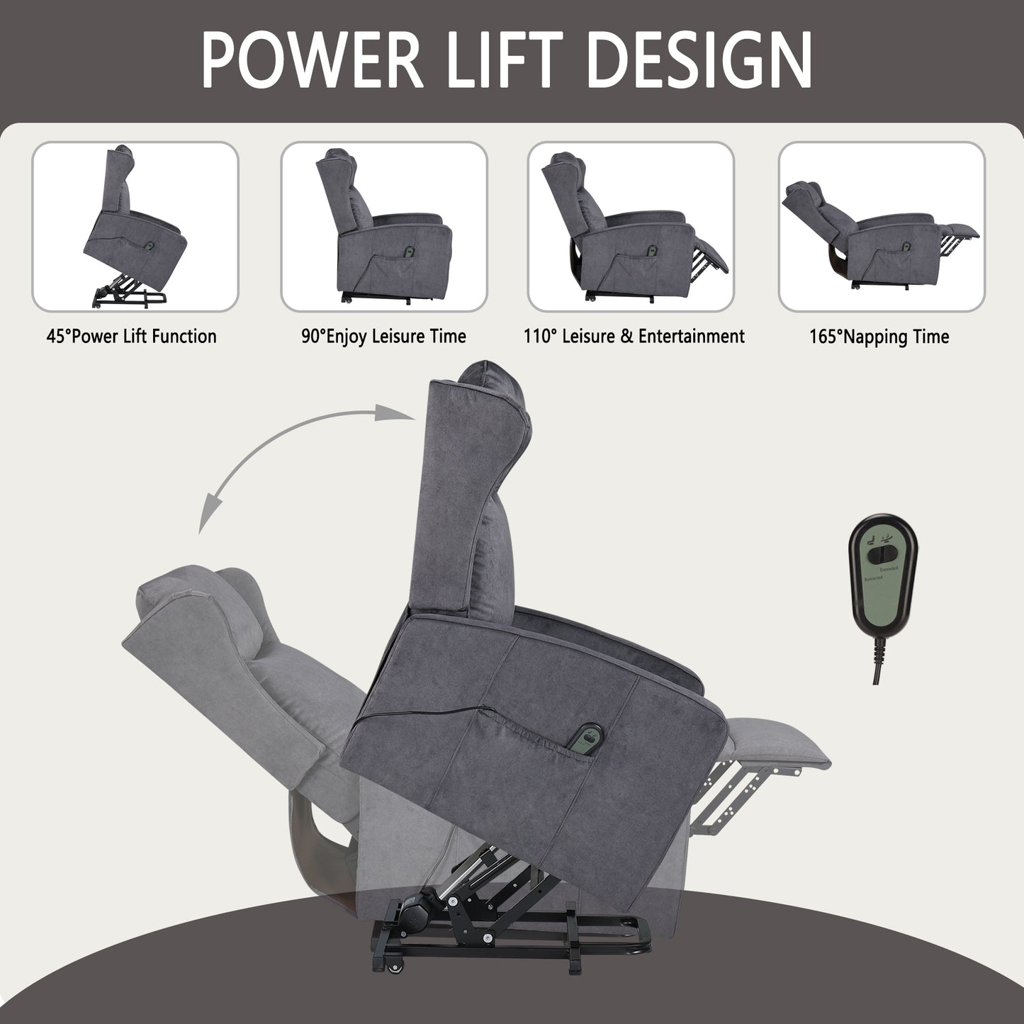 Adjustable Power Lift Recliner Chair with Remote Control