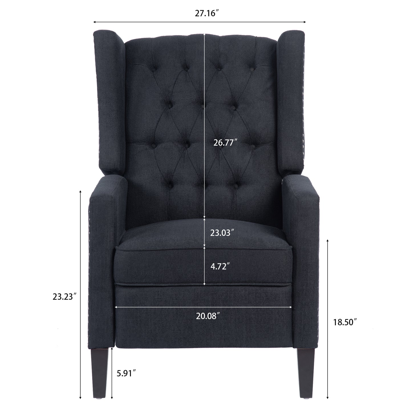 27.16 Wide Manual Wing Chair Recliner with Durable High Color Fastness Fabric