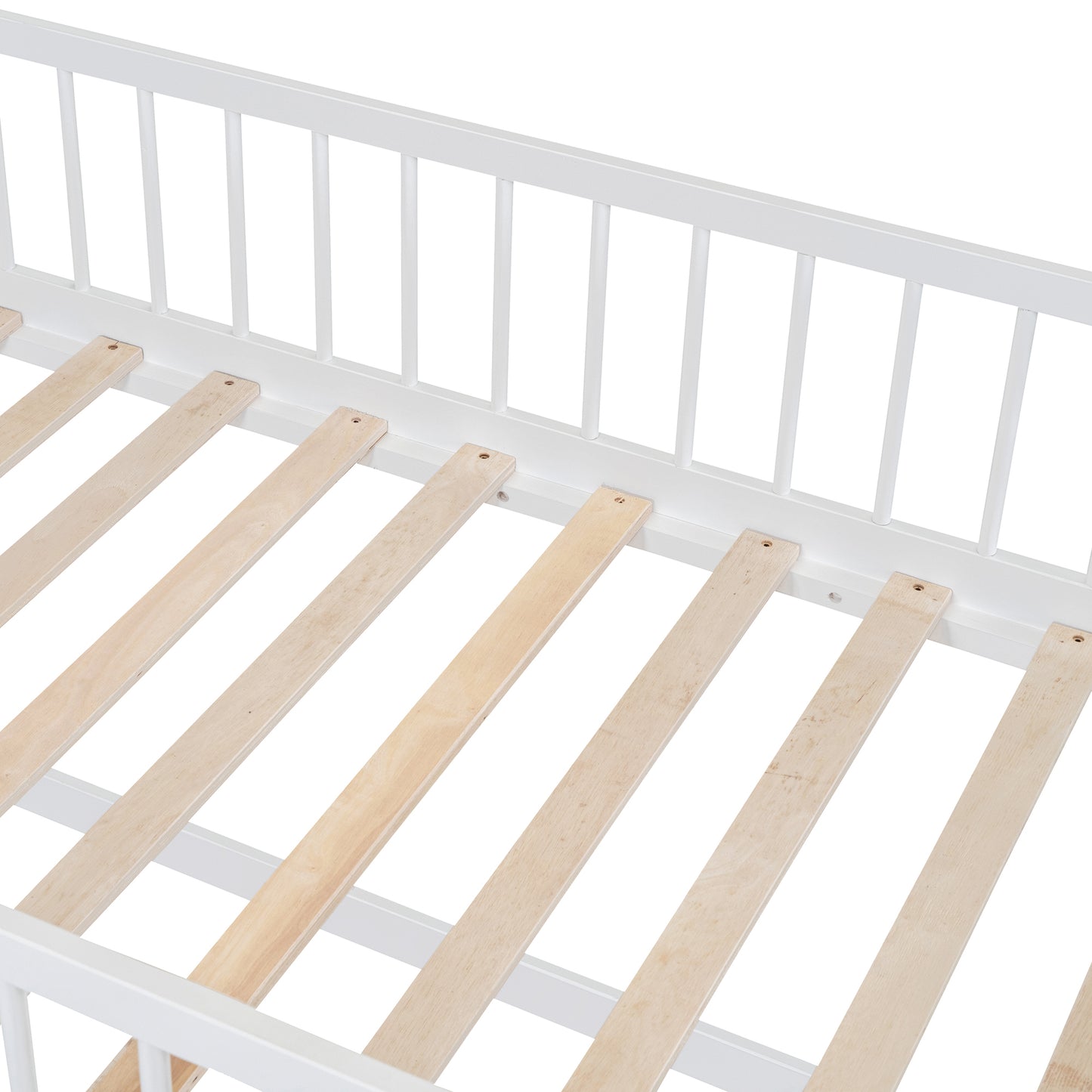 House-Shaped Twin Bunk Bed with Trundle, Ladder, and Twin Over Twin Size Sleep Space