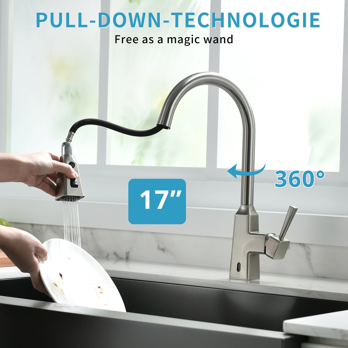 Touchless Kitchen Faucet,Hands Free Automatic Smart Kitchen Faucet