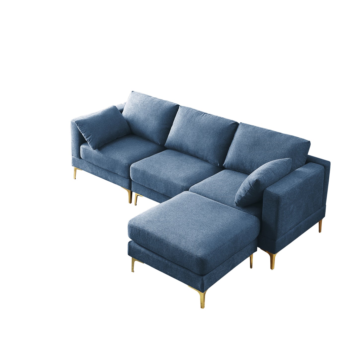 ADF Living Room Furniture Modern Leisure L Shape Couch Blue Fabric