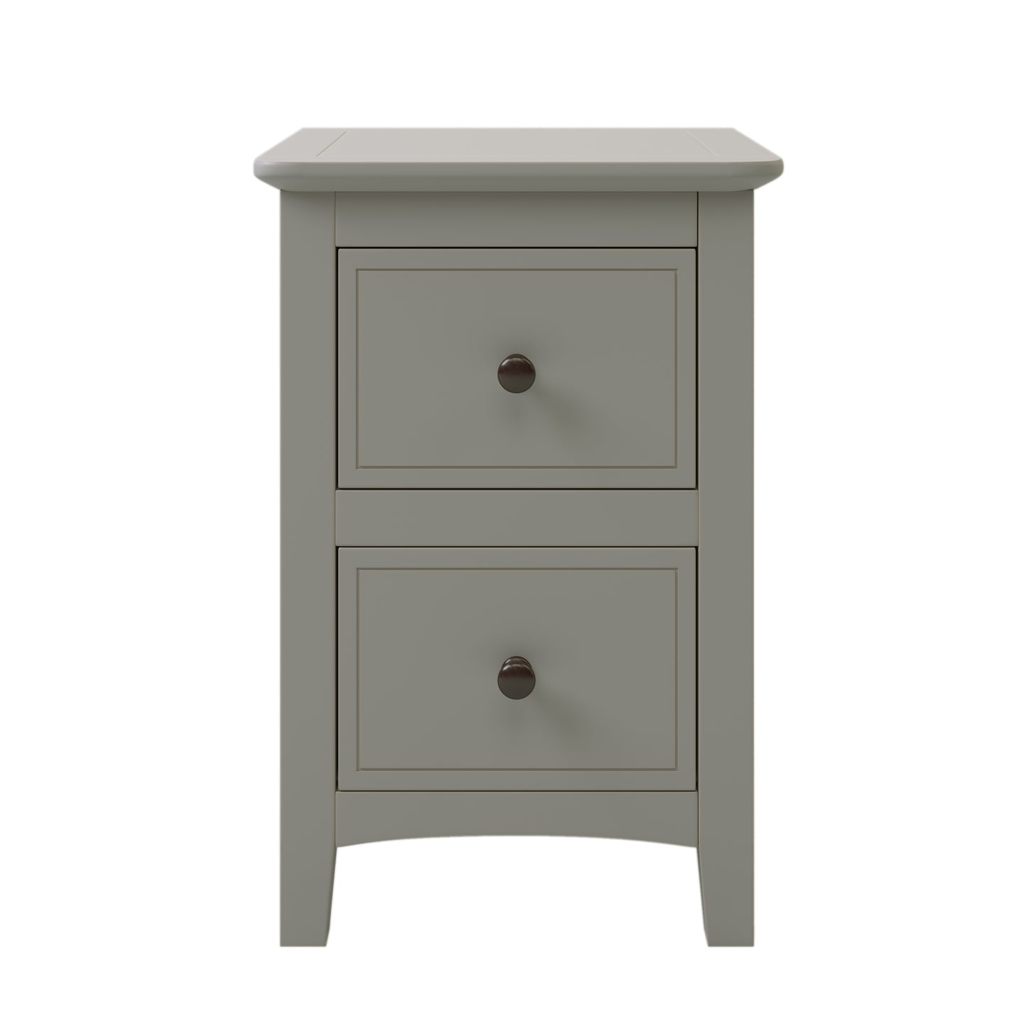 2 Drawers Solid Wood Nightstand End Table, Gray