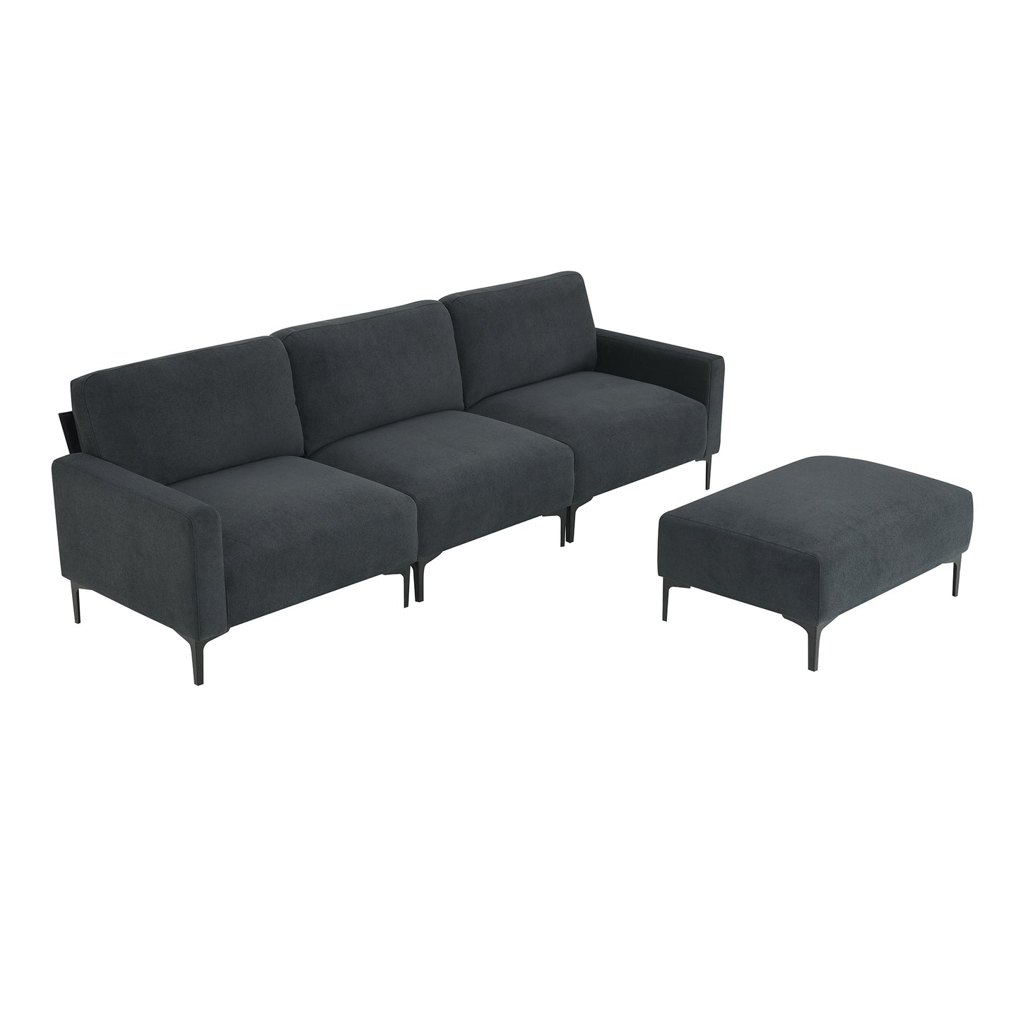 Modern L-shaped Sectional Sofa with Convertible Ottoman for Living Spaces