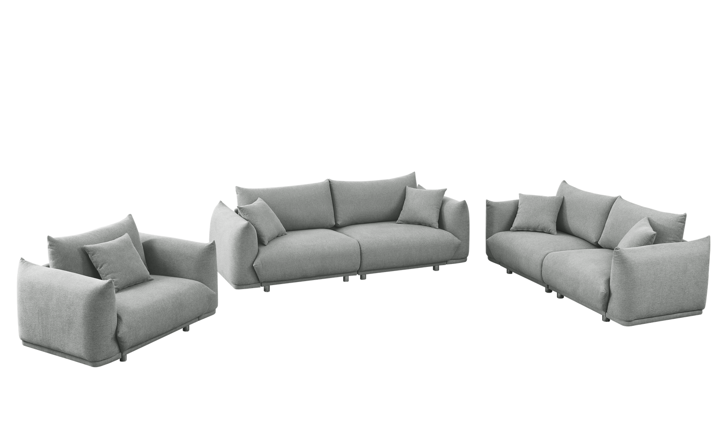 Modern 6-Seater Sofa Set with Solid Wood Frame and Metal Legs