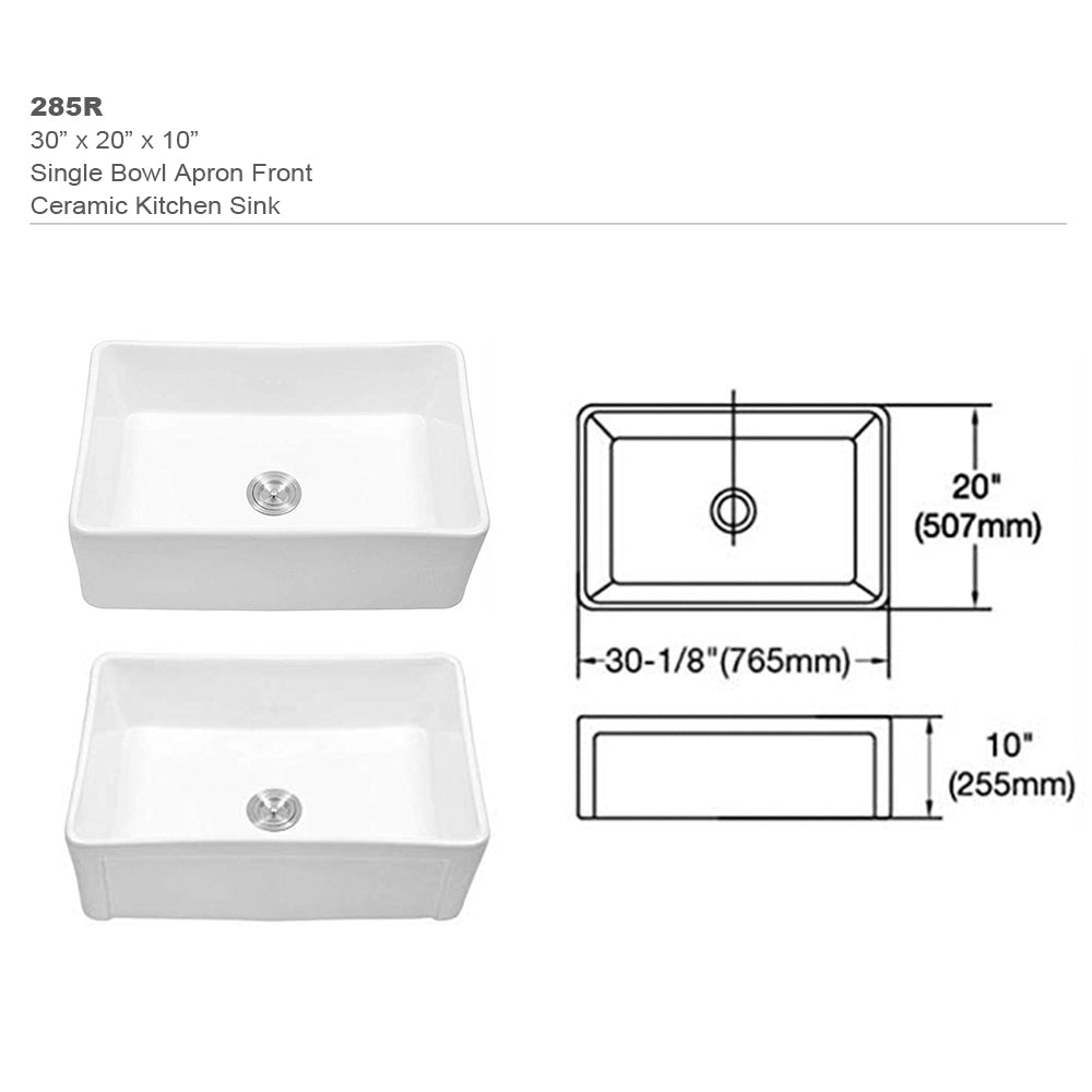 Deep Single Bowl White Farmhouse Kitchen Sink