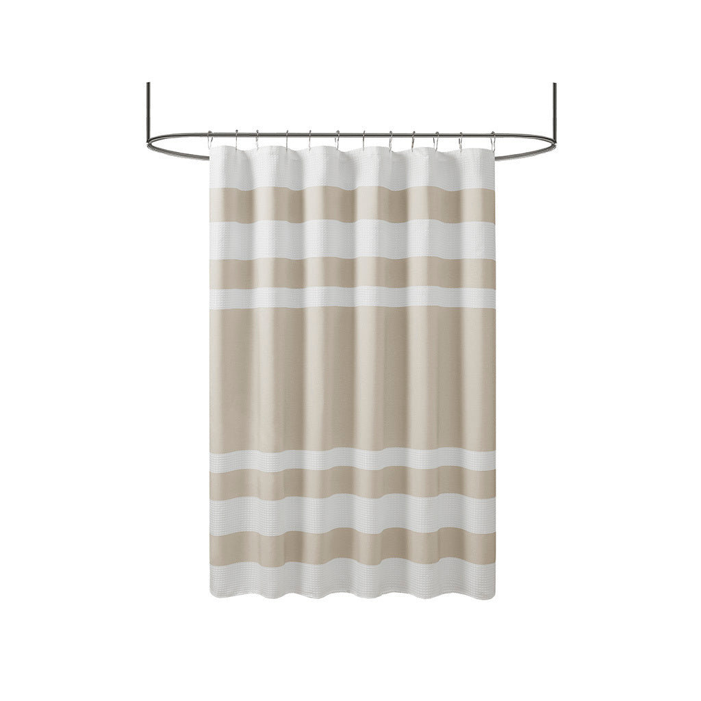 Luxurious Stripe Spa Waffle Shower Curtain with 3M Scotchgard Treatment