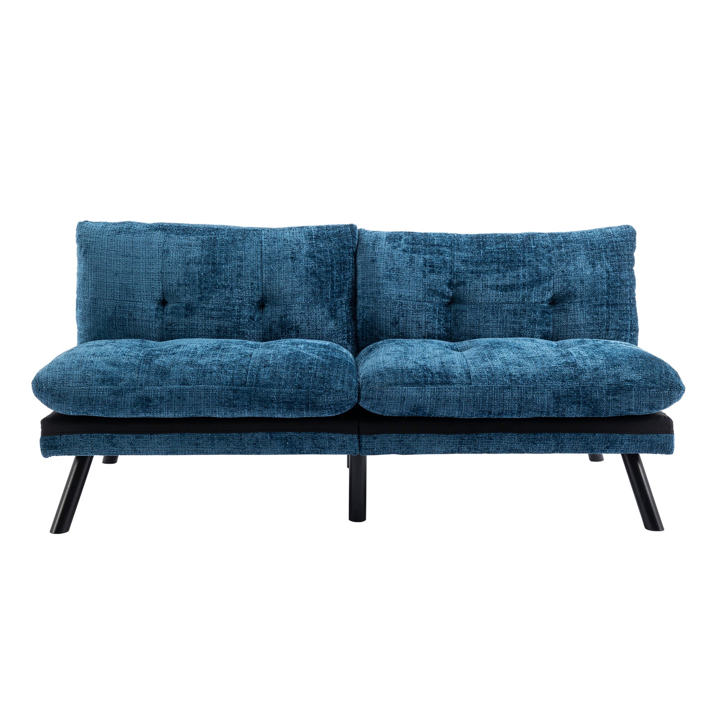 Convertible Sofa Bed  Loveseat Futon Bed Breathable Adjustable Lounge Couch with Metal Legs,Futon Sets for Compact Living Space  Chenille-Blue