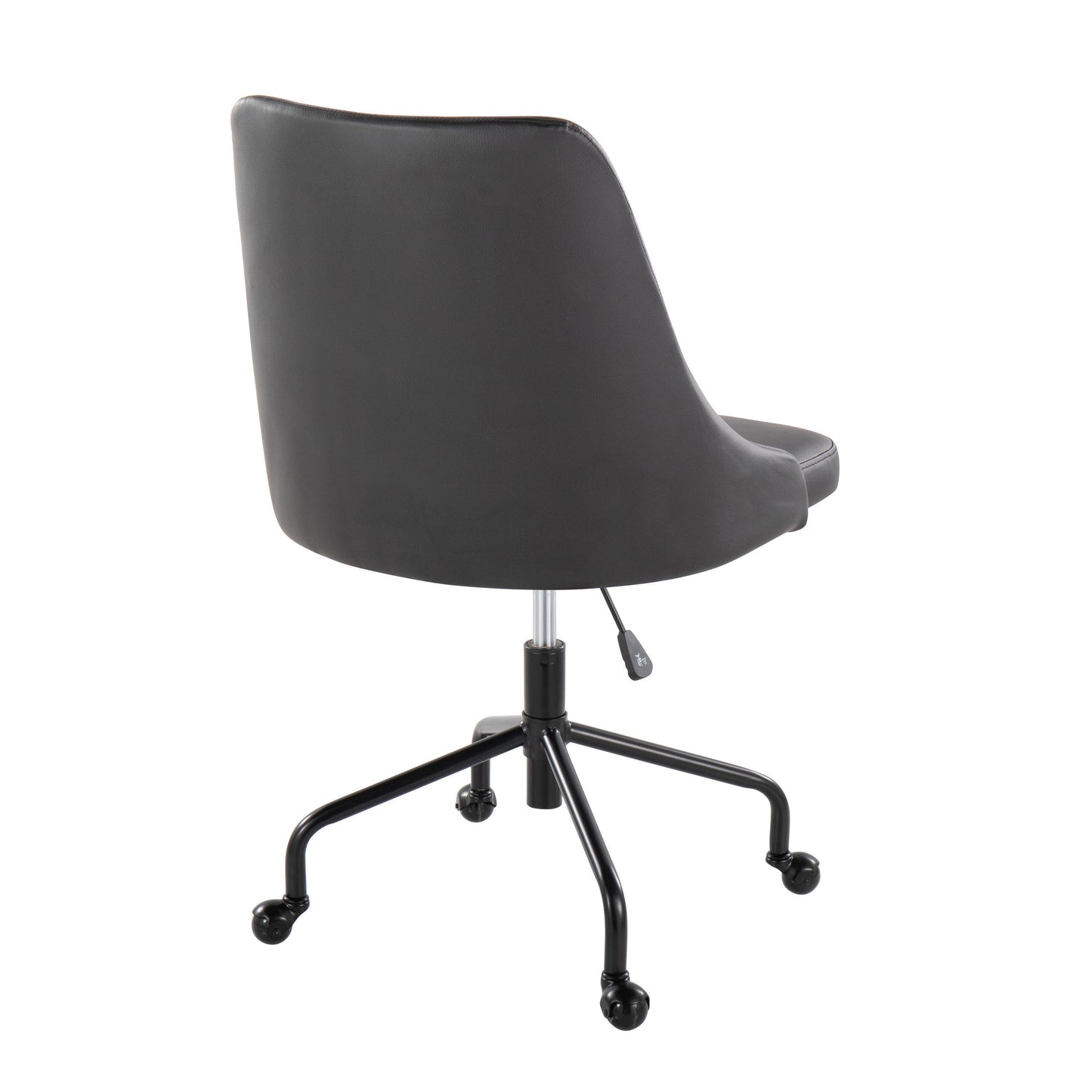 Marche Contemporary Adjustable Office Chair with Casters in Black Metal and Black Faux Leather by LumiSource