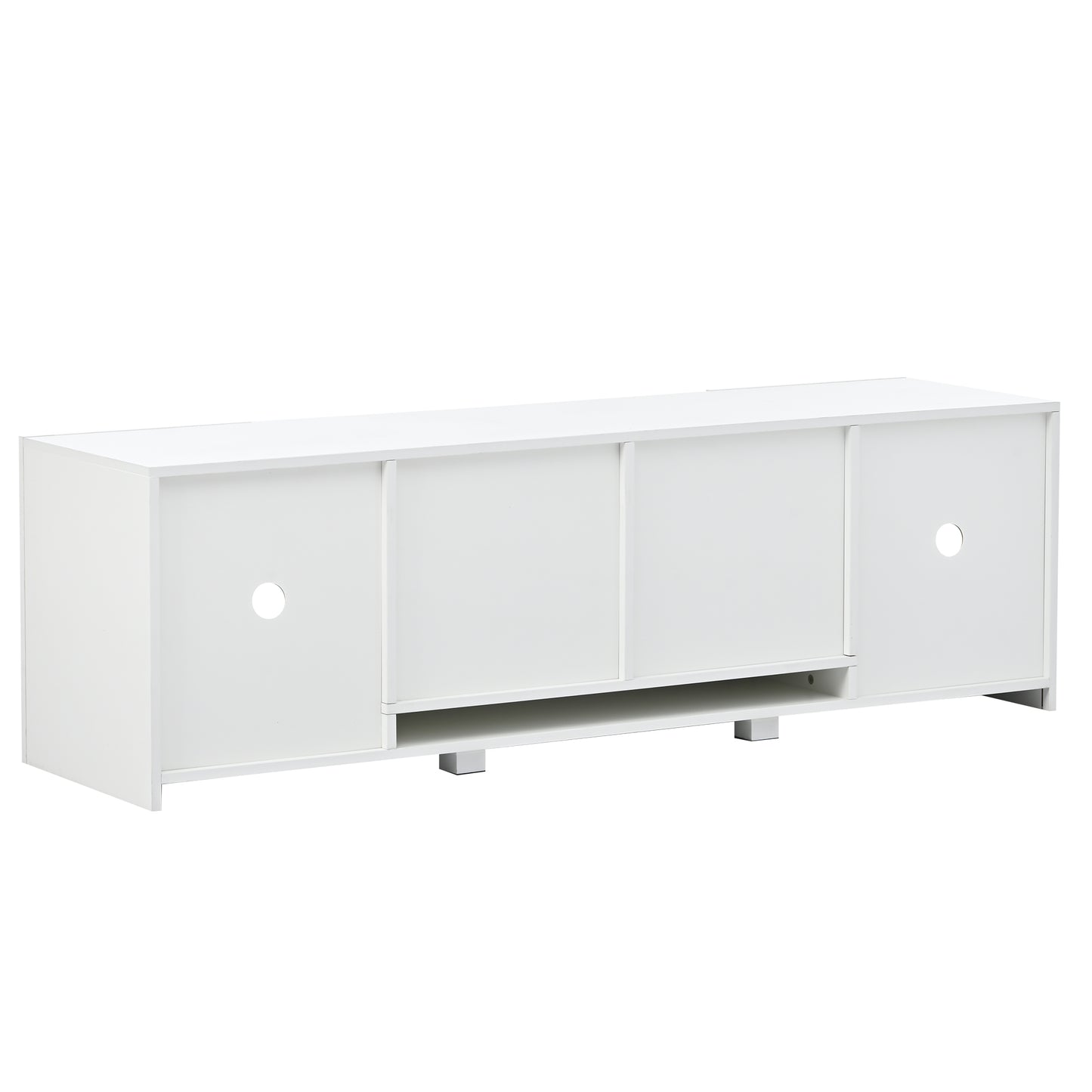 Glossy White TV Stand with LED Lights and Glass Shelves for TVs Up to 70'' - Stylish Entertainment Center