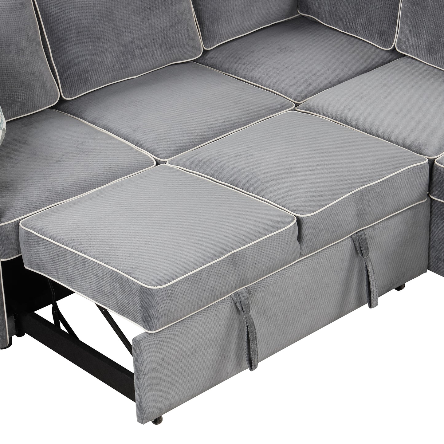 83 L-Shaped Convertible Sleeper Sofa with USB ports, Power Sockets, and Pillows, Gray