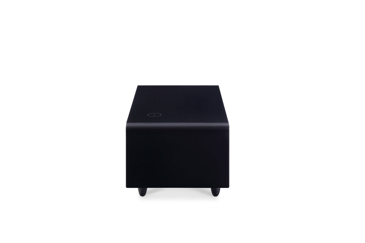 Black Smart Coffee Table with Refrigerated Storage, Wireless Charging, and Power Outlets