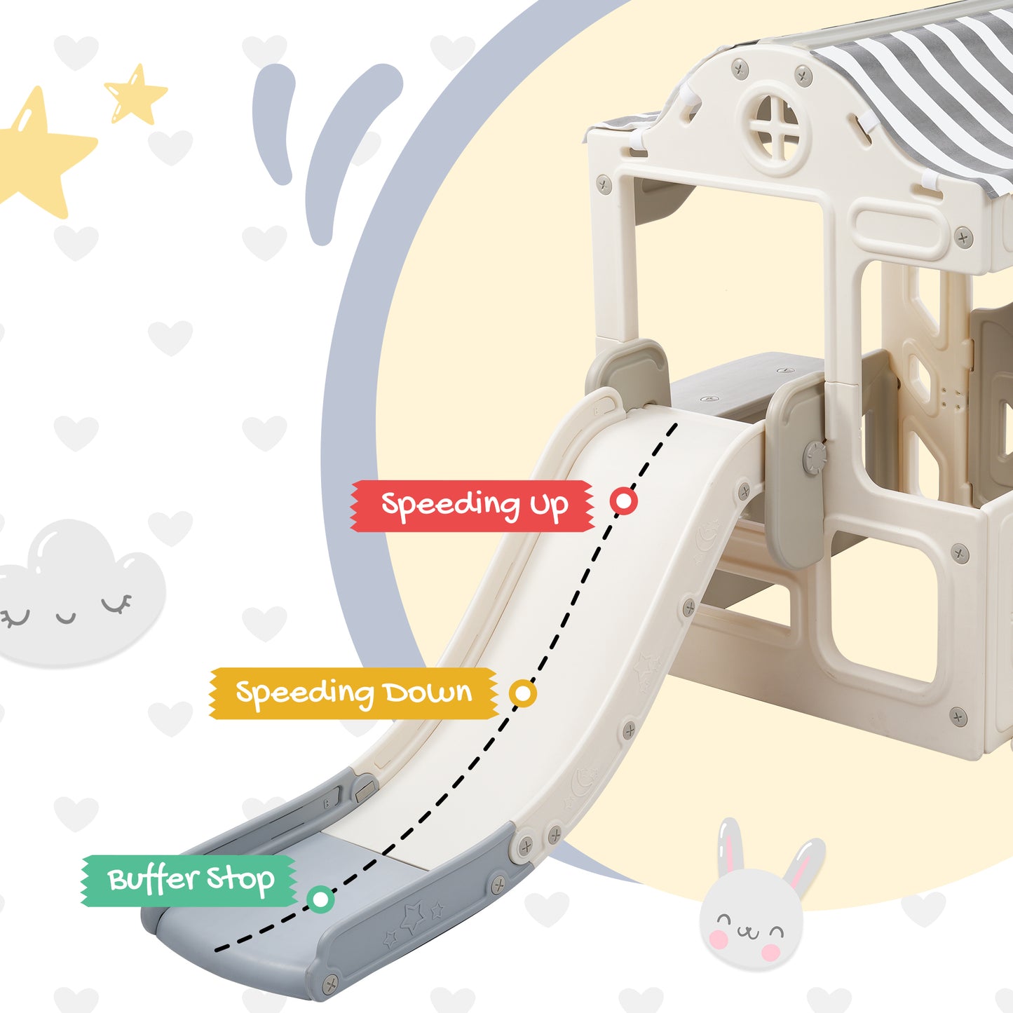 6-in-1 Toddler Slide and Swing Set with Fairy House for Babies