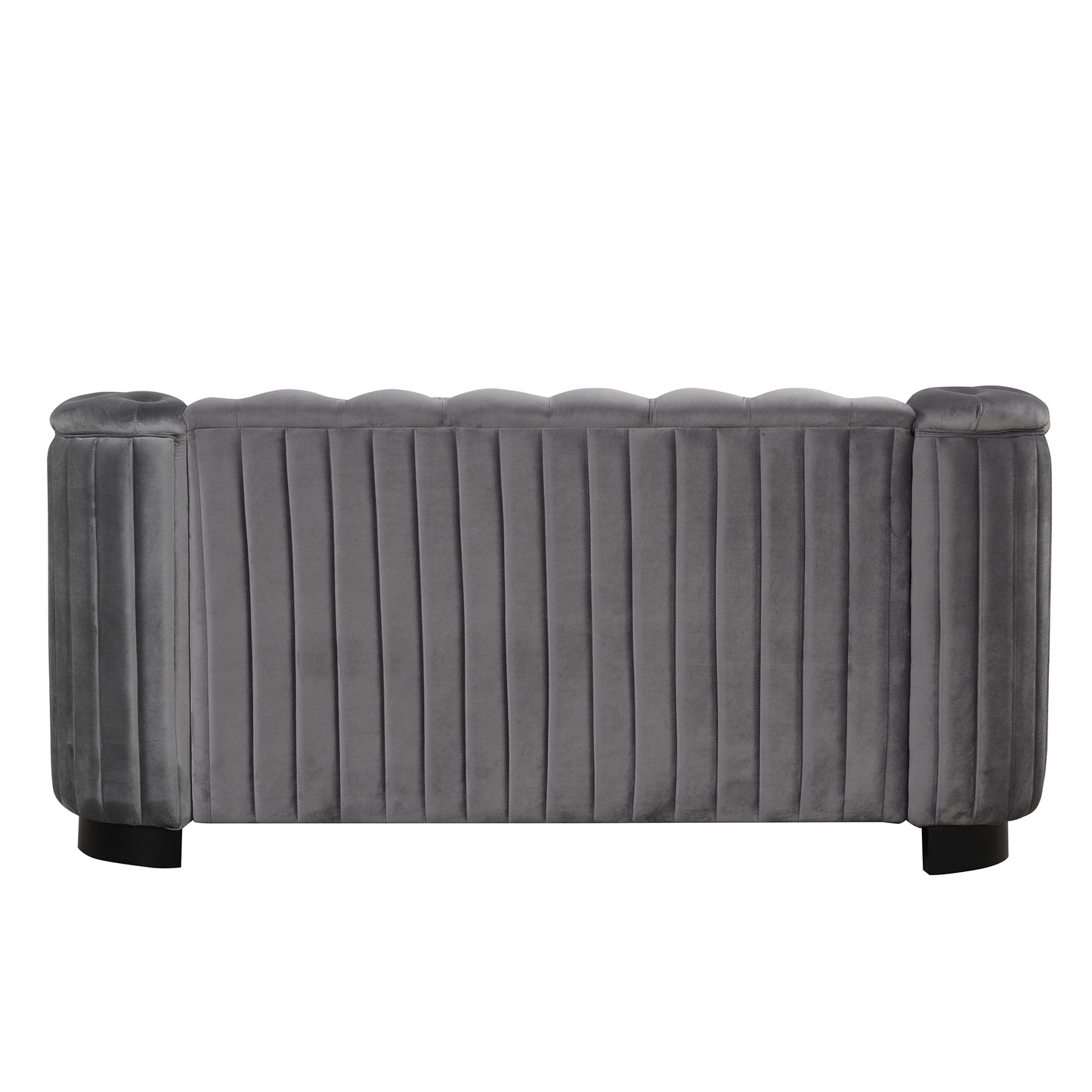 Modern Gray Velvet Loveseat Sofa with Removable Seat Cushion