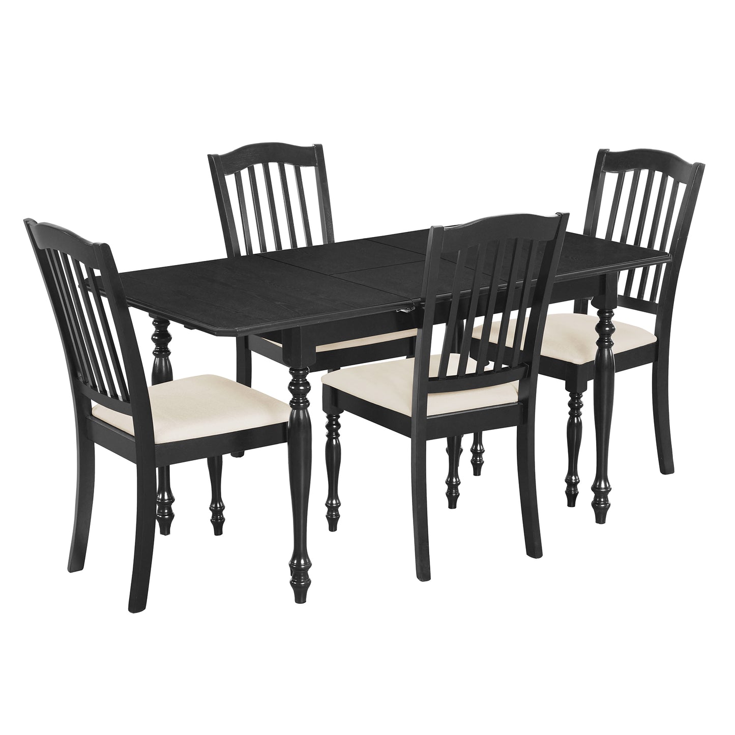 Mid-Century 5-Piece Extendable Dining Table Set Kitchen Table Set with 15inch Butterfly Leaf for 4, Espresso