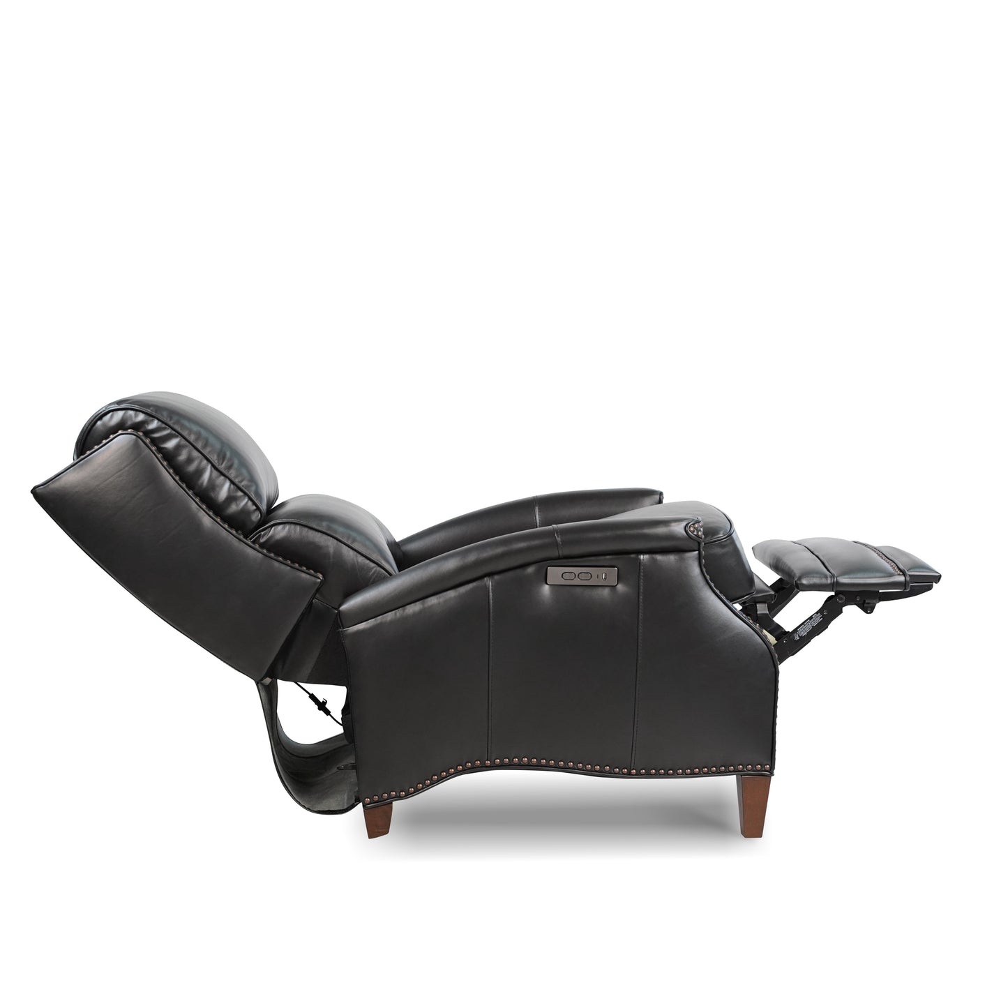 Elegant Genuine Leather Power Recliner with Adjustable Headrest, Removable Cushion, and Extendable Footboard