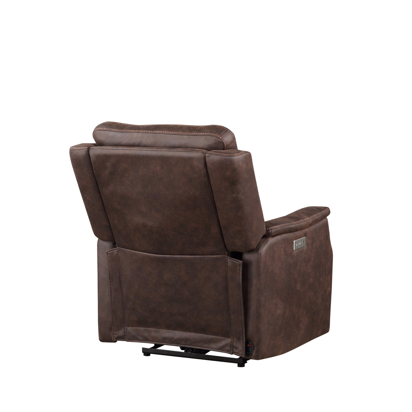 Contemporary Walnut Leatherette Recliner with USB Charging and Dual-Power Adjustment