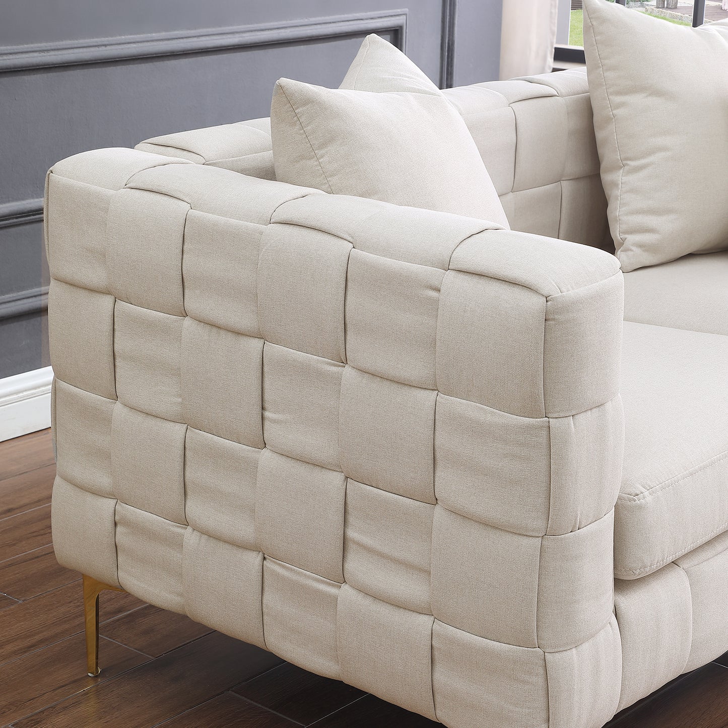 Contemporary Handcrafted Beige 2-Seater Weave Sofa