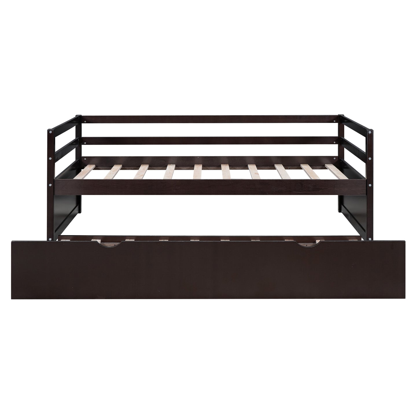 Twin Size Wood Daybed with Twin Size Trundle, Espresso(Expected Arrival Time: 1.7)