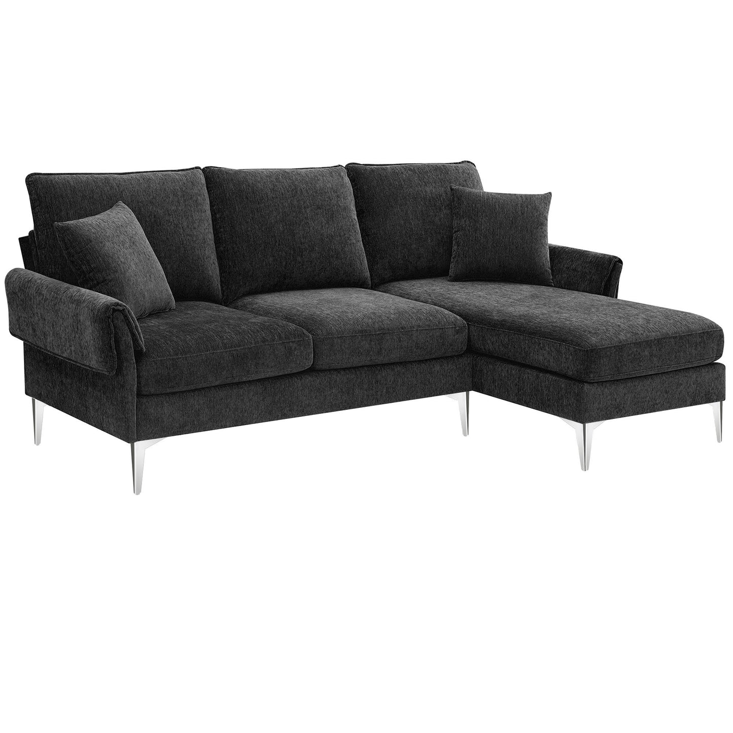 84-Inch Convertible L-Shaped Sectional Sofa with Reversible Chaise