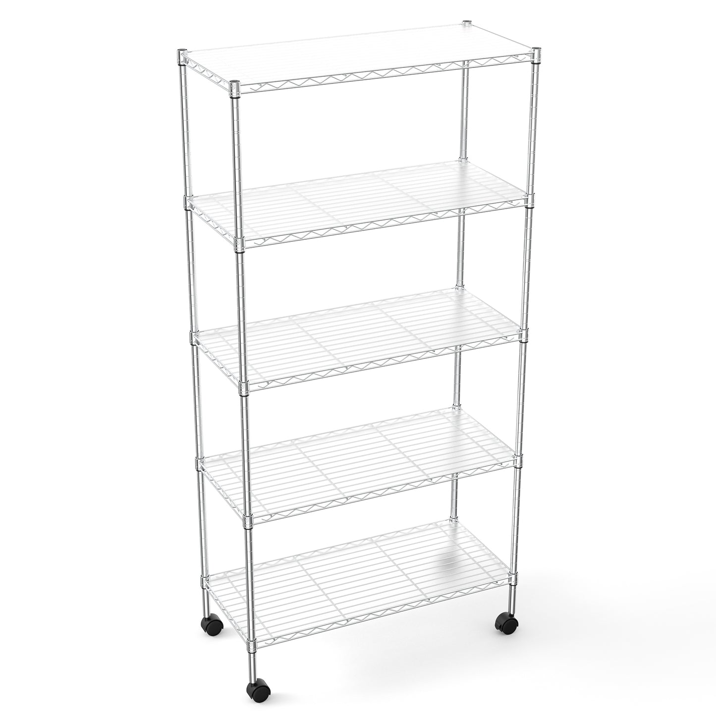 2 Pack 5 Tier Shelf Wire Shelving Unit, NSF Heavy Duty Wire Shelf Metal Large Storage Shelves Height Adjustable Utility for Garage Kitchen Office Commercial Shelving Steel Layer Shelf - Chrome