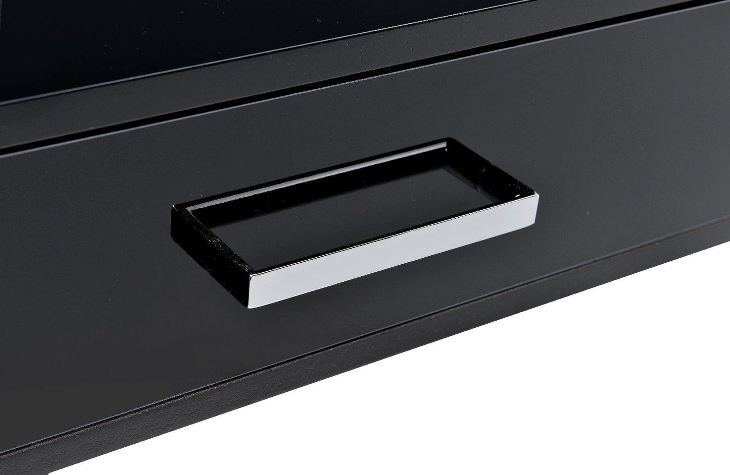 Contemporary Black Writing Desk with USB Port and Storage Drawers