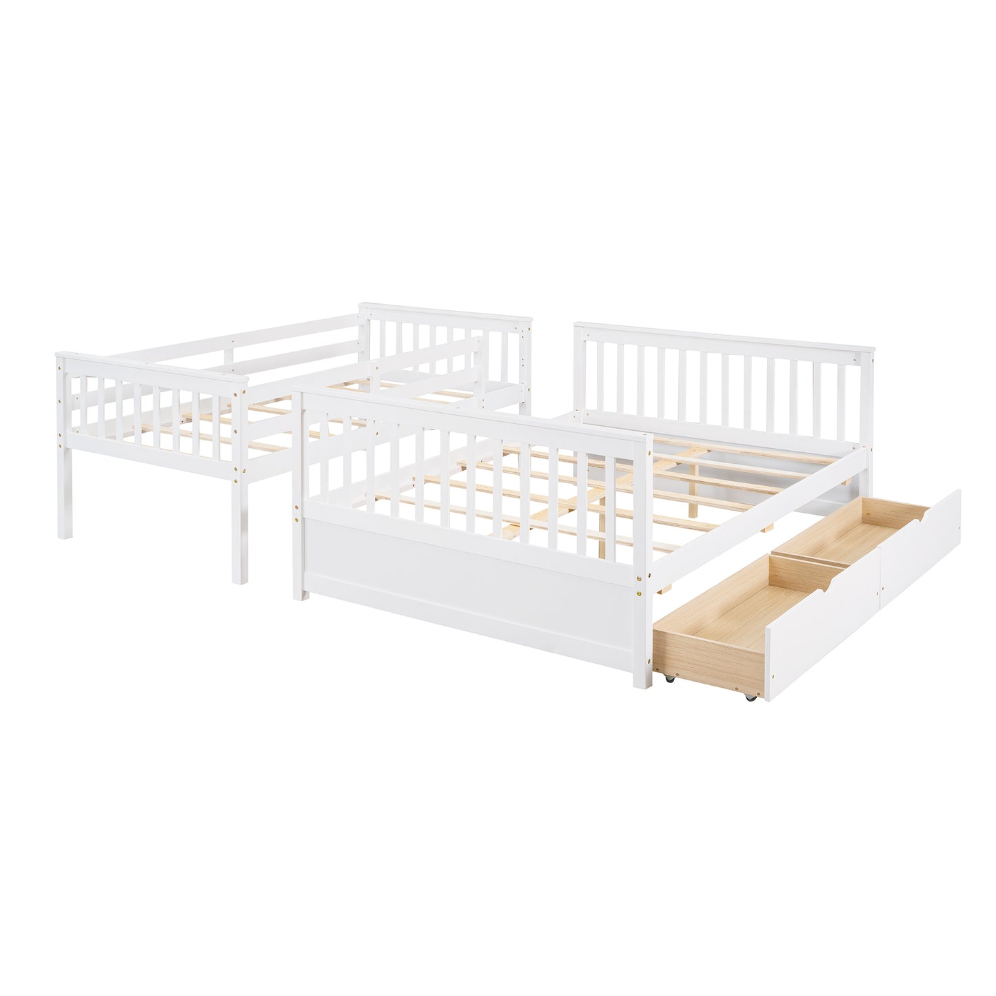 Twin/Full Bunk Bed with Stairs, Drawers, and Flexible Layout