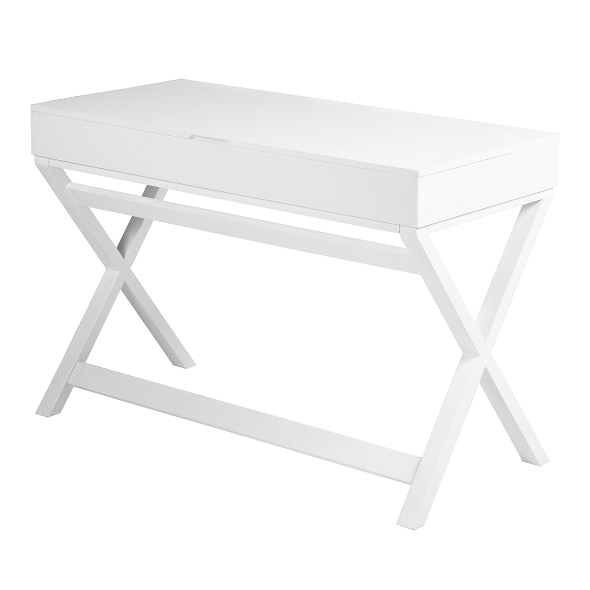 Adjustable Lift Desk with Storage Drawers, Contemporary Farmhouse Home Office Desk, White