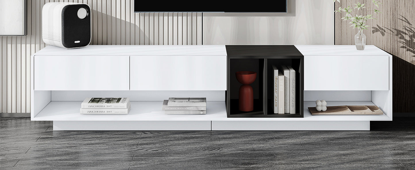 Elegant Two-Tone Media Console with Versatile Storage Solution for Living Room