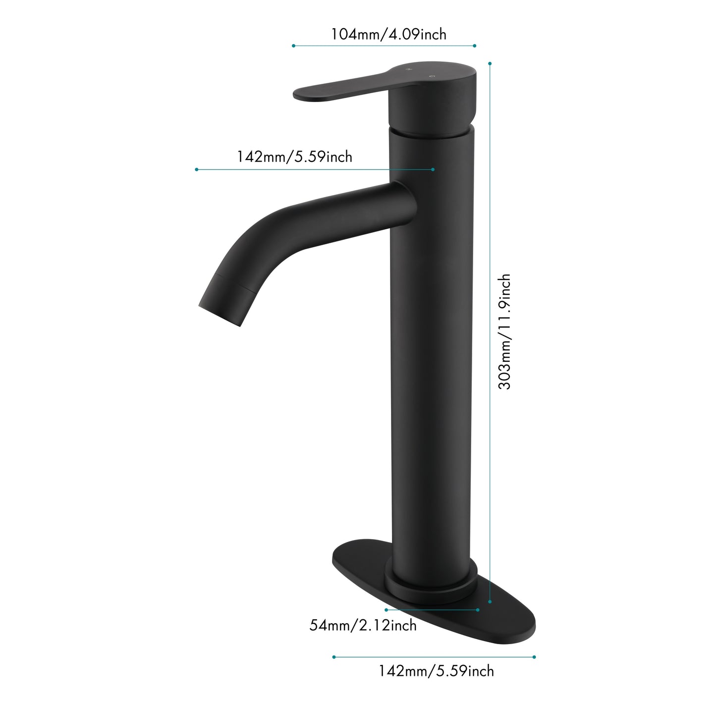 Modern Matte Black Waterfall Spout Bathroom Faucet