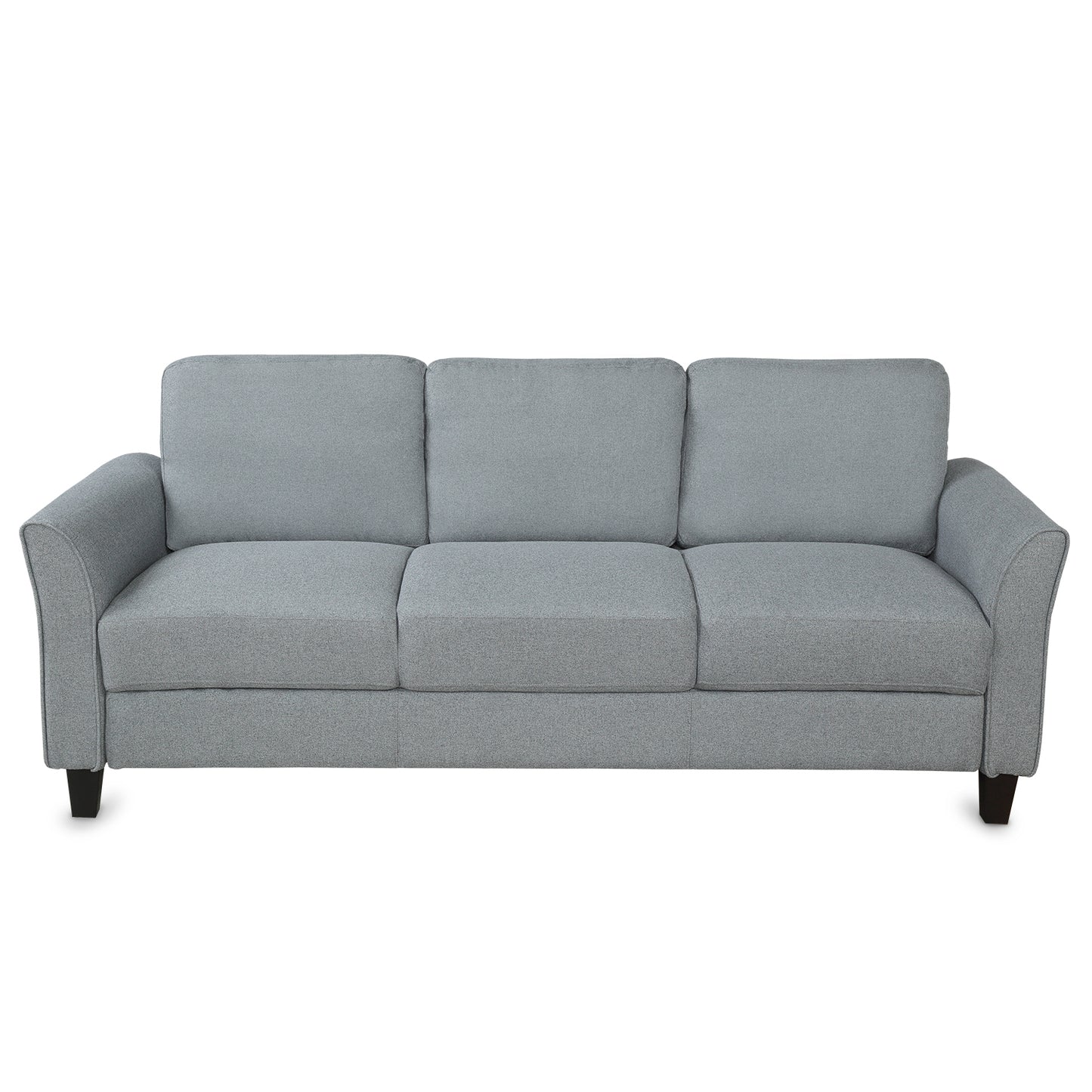 Gray 3-Seat Linen Fabric Sofa for Living Room