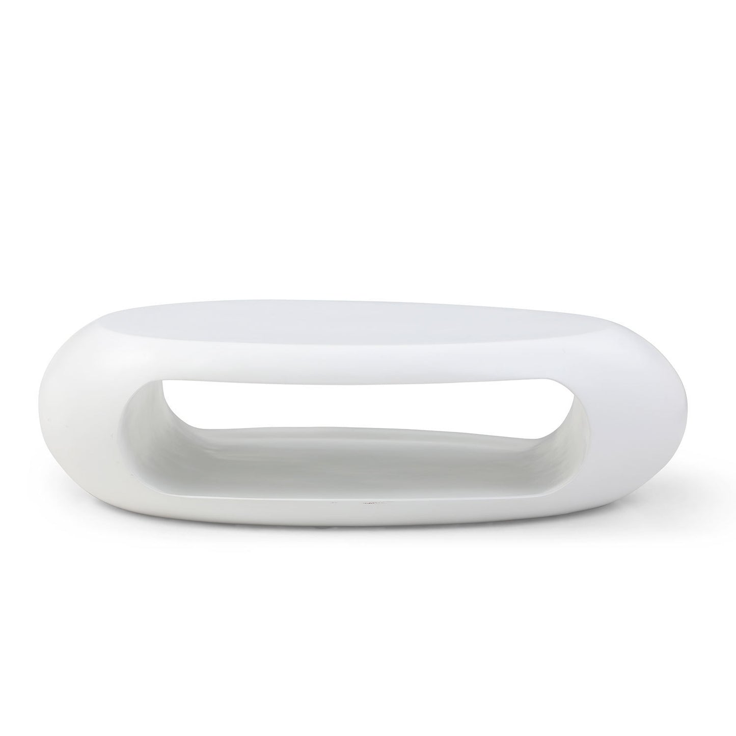 Elegant 53.15 Oval Fiberglass Coffee Table for Living Room in White, Ready-To-Use