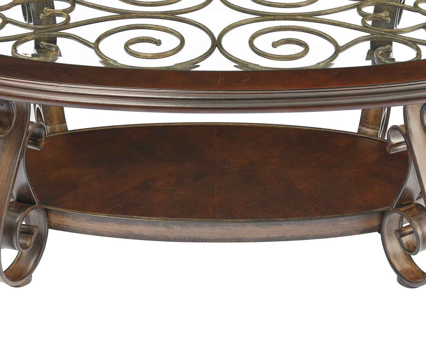 Elegant Dark Brown Coffee Table with Glass Top and Metal Legs (52.5X28.5X19.5)