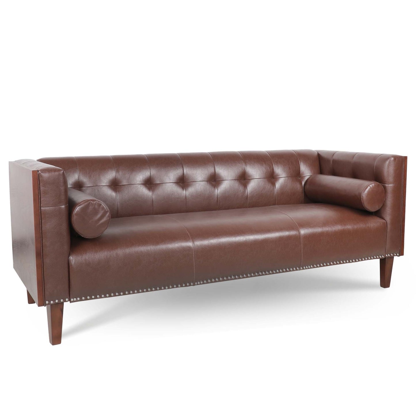 78.74 Elegant Wooden 3 Seater Sofa with Decorative Arms