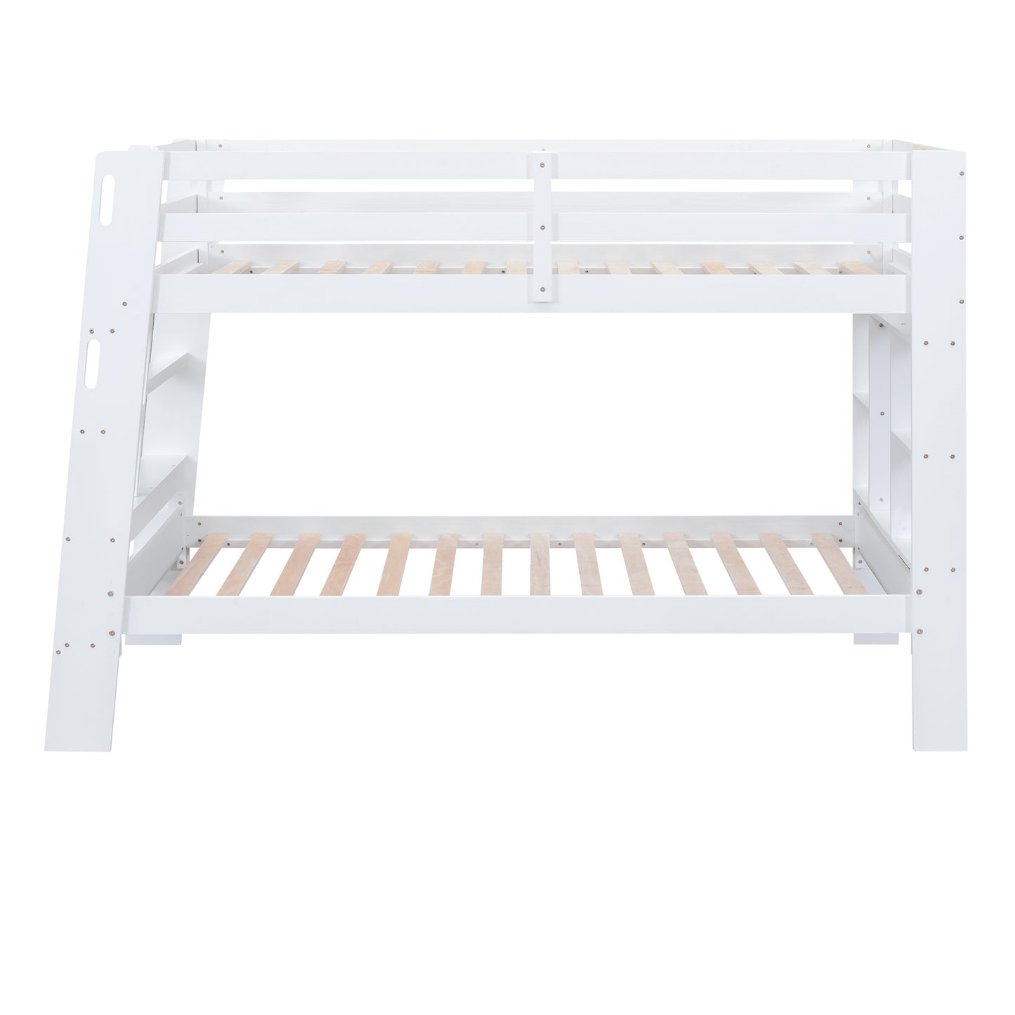 White Bunk Bed with Twin Shelves and Built-in Ladder