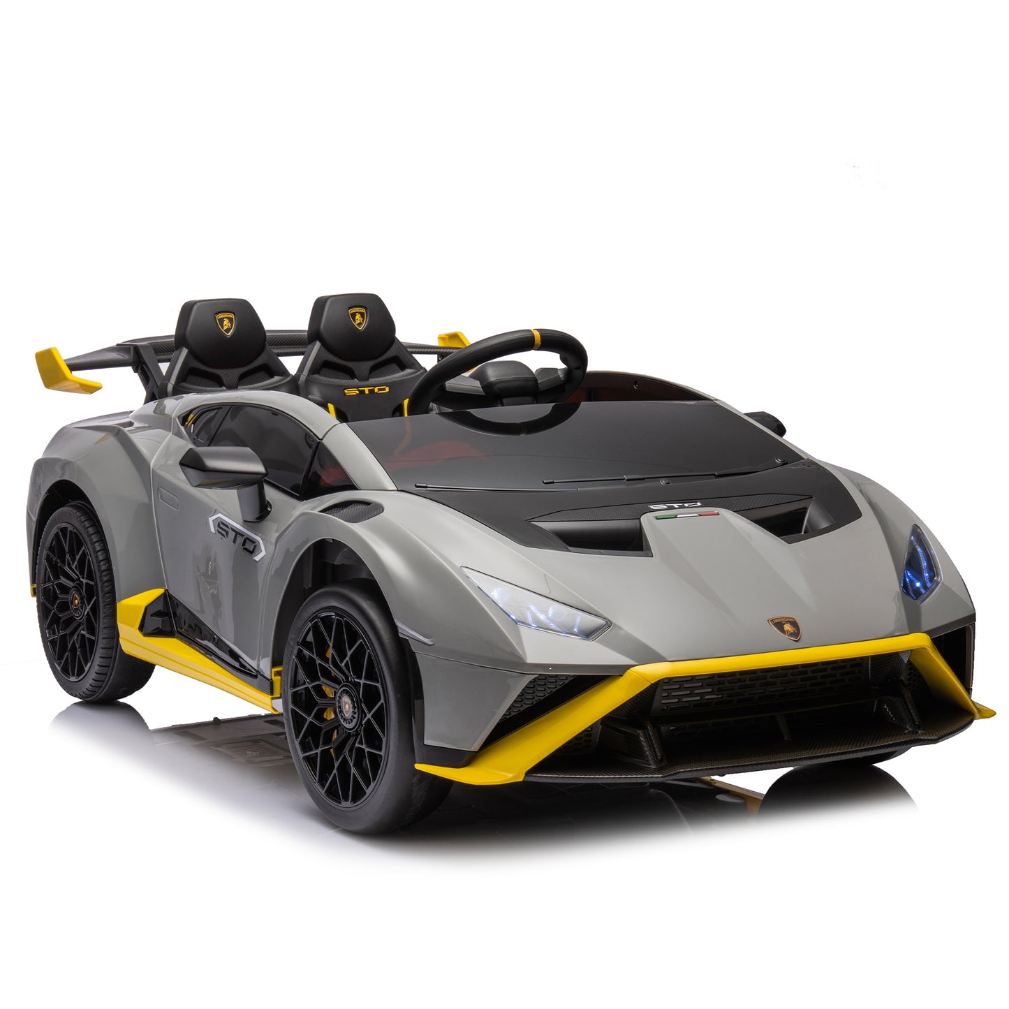 Lamborghini Huracan Sto 24V Kids Electric Ride-On Drift Car: Speeds 1.86-5.59 MPH, Ages 3-8, Foam Front Wheels, 360° Spin, LED Lights, Dynamic Music, Early Learning, USB Port, Drift Feature