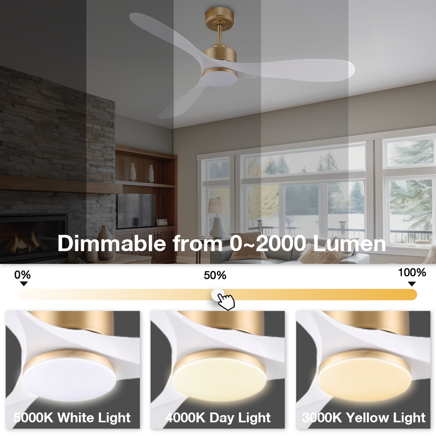 Modern Smart Ceiling Fan with Color-Changing LED Lights