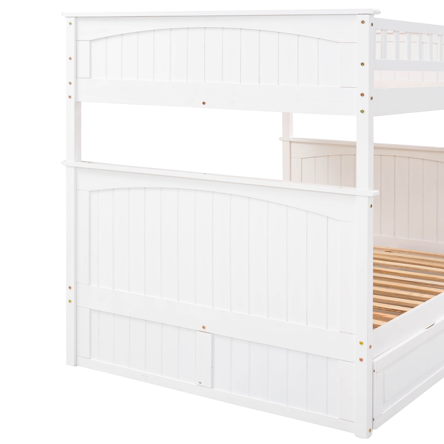 White Full Bunk Bed with Twin Trundle for Maximum Space Saving