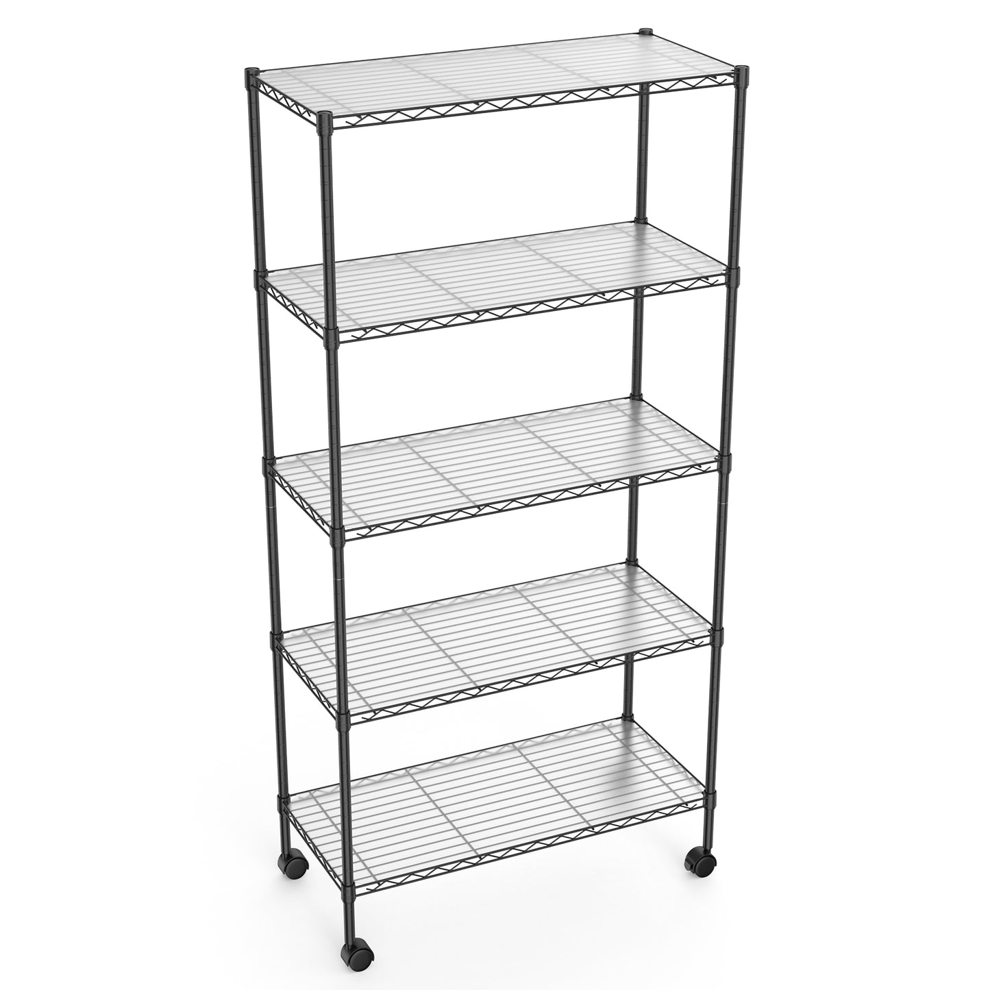 2 Pack 5 Tier Shelf Wire Shelving Unit, NSF Heavy Duty Wire Shelf Metal Large Storage Shelves Height Adjustable Utility for Garage Kitchen Office Commercial Shelving Steel Layer Shelf - Black