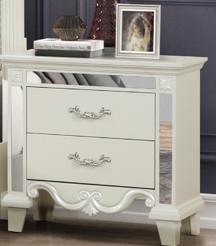 Milan Mirror Framed Nightstand made with Wood in White