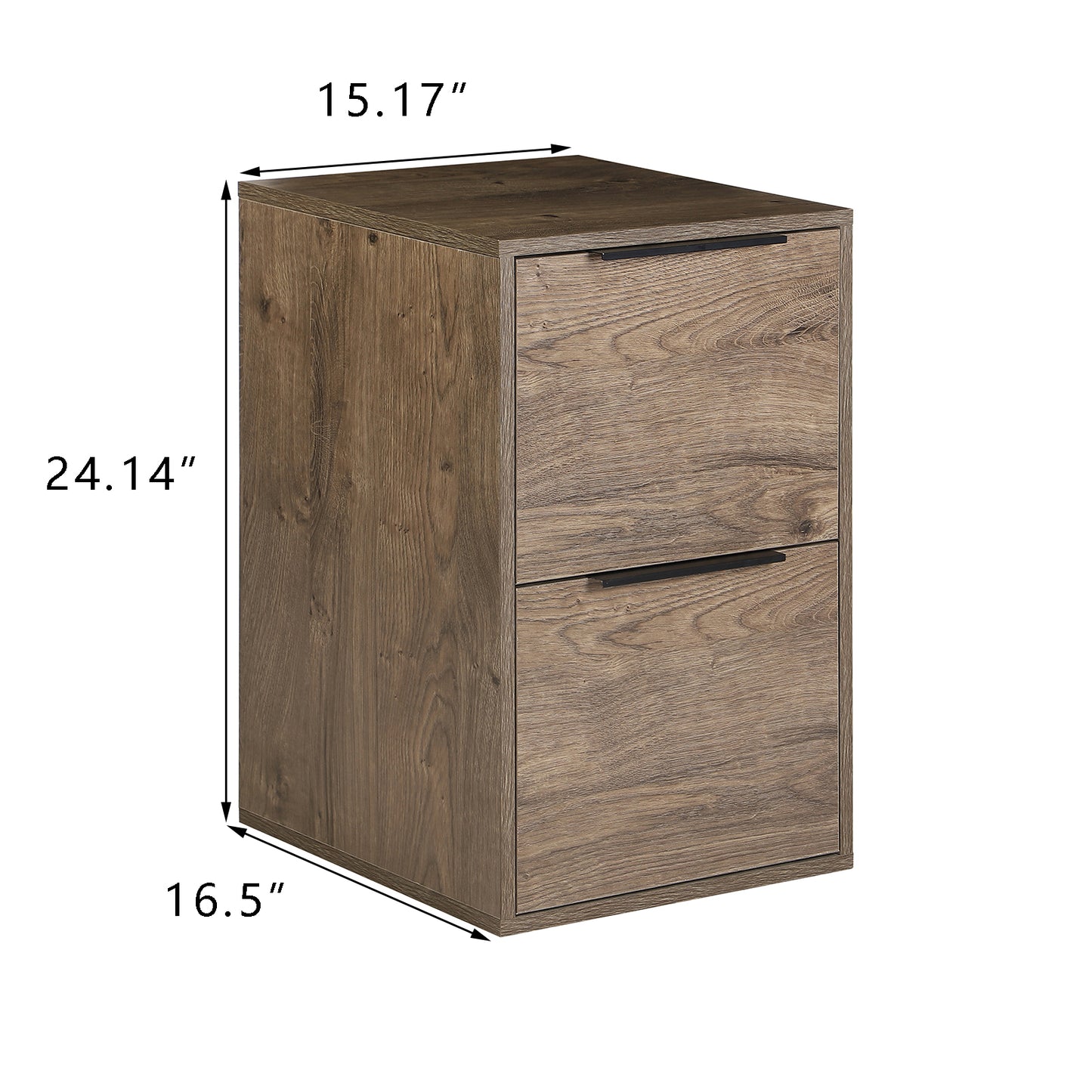 Two-Drawer Grey Wood File Cabinet with Steel Handles