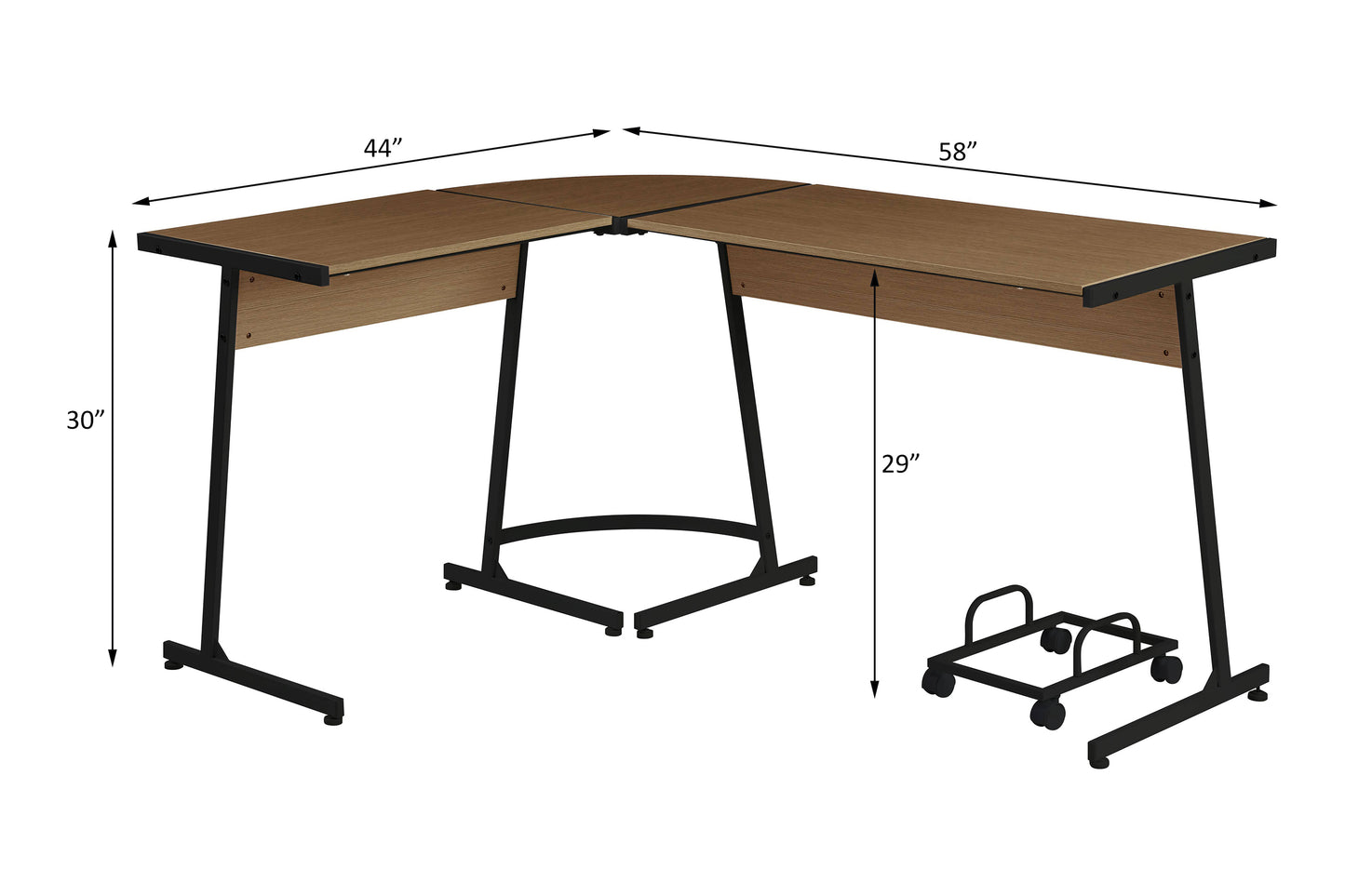 Dazenus Contemporary L-Shaped Computer Desk in Black and Oak Finish