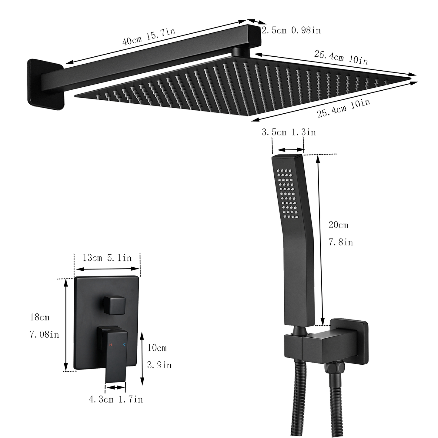 Luxury Rain Shower Mixer Combo Set with Wall Mount Rainfall Shower Head - Complete Bathroom Upgrade