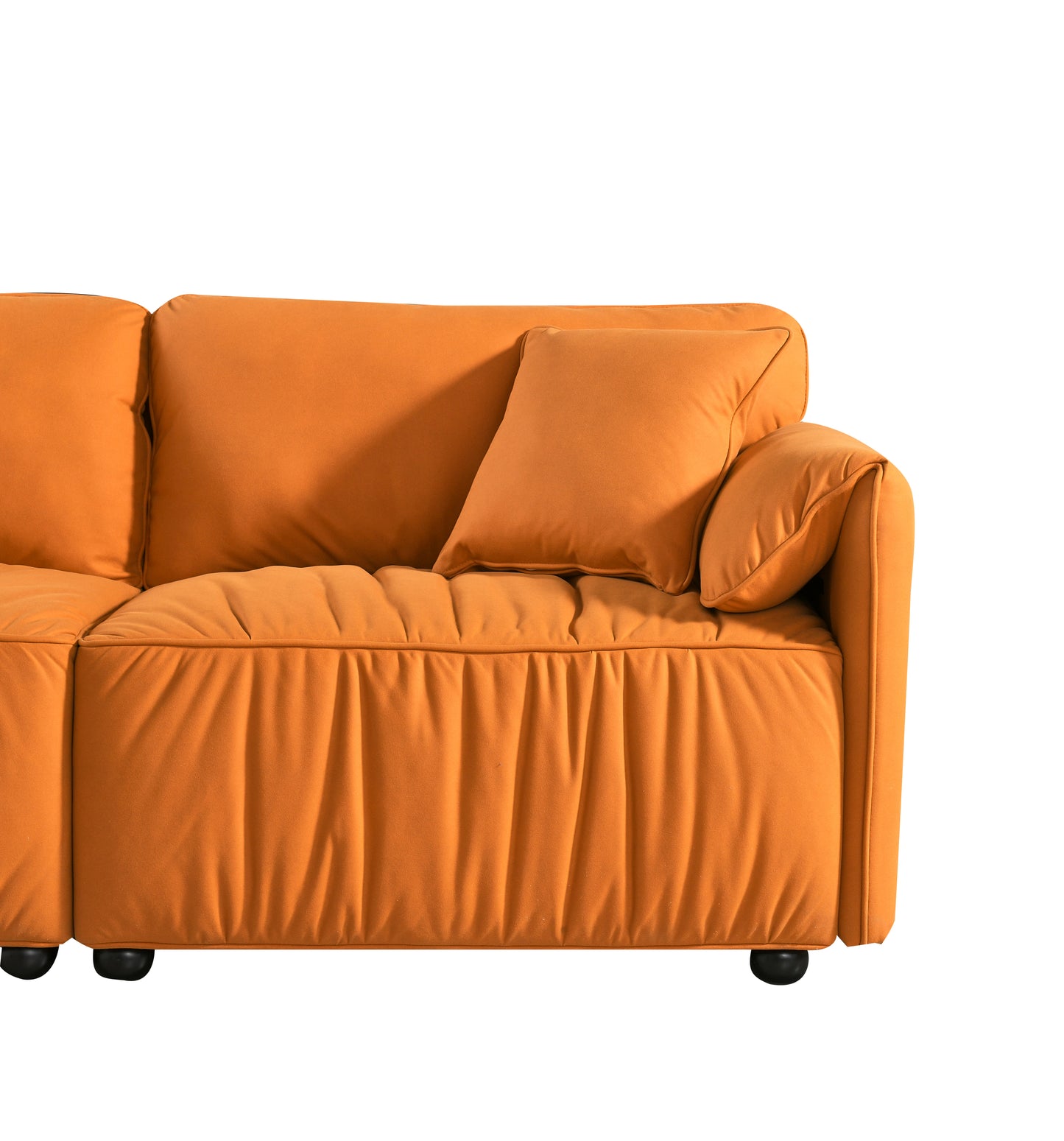 Modern Sofa loveseat, 75.6" Tech Cloth Sofa Couch, Large deep seat Sofa, loveseat with Hardwood Frame, mid-Century upholstered Sofa for Living Room, Bedroom, Apartment (Orange)-2