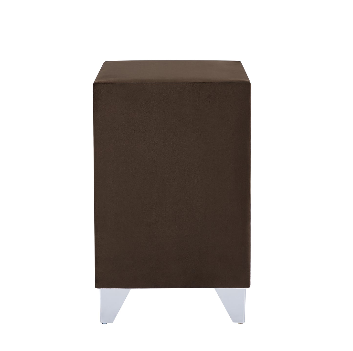 B108-TA Simple beautiful double-decker nightstand, metal legs with Electroplate，Brown Flannelette